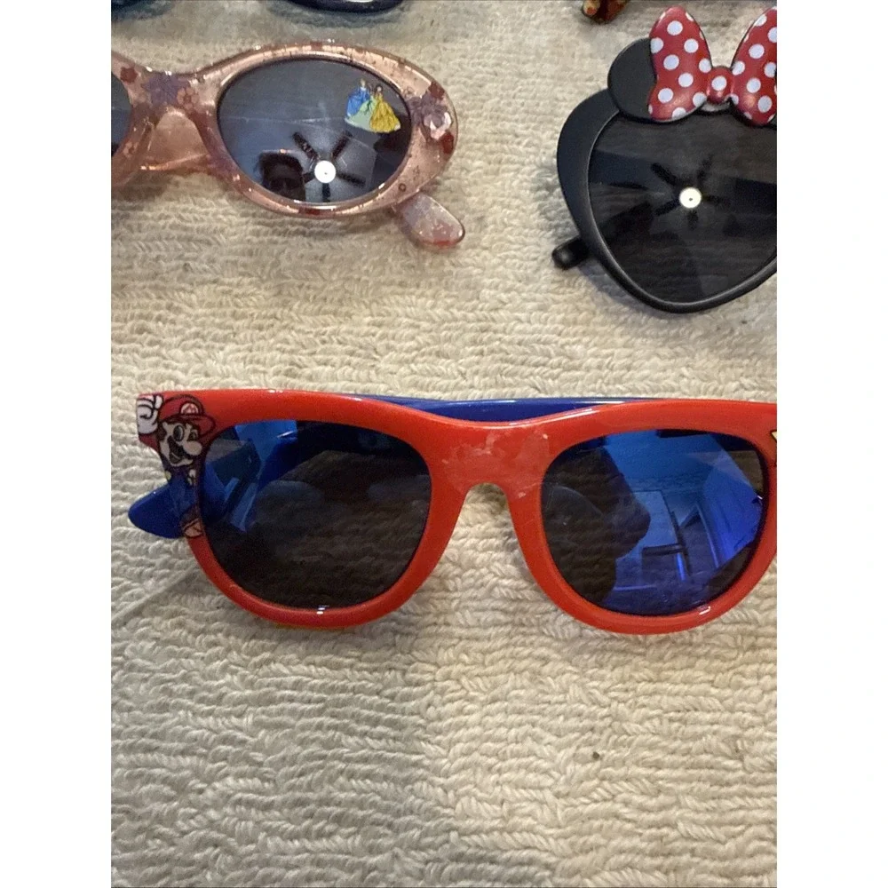 Lot of 17 Kids Sunglasses: Batman, Cinderella, Super Mario,Minecraft, MinnyMouse